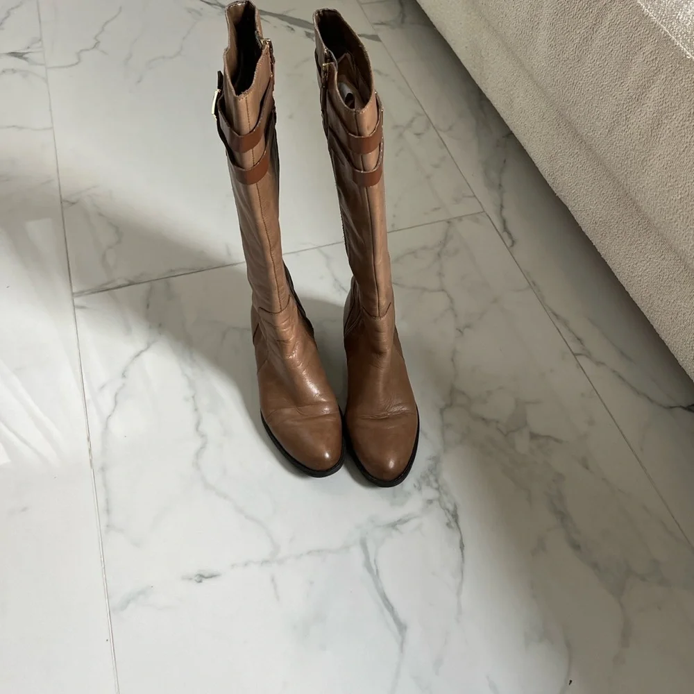 Franco Sarto Tan Brown Two-tone High Knee Boots